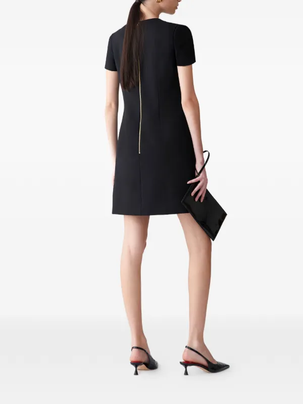 Carolina Herrera Women's Floral Embroidered Stretch Wool Shift Dress - Black - Mini Dresses