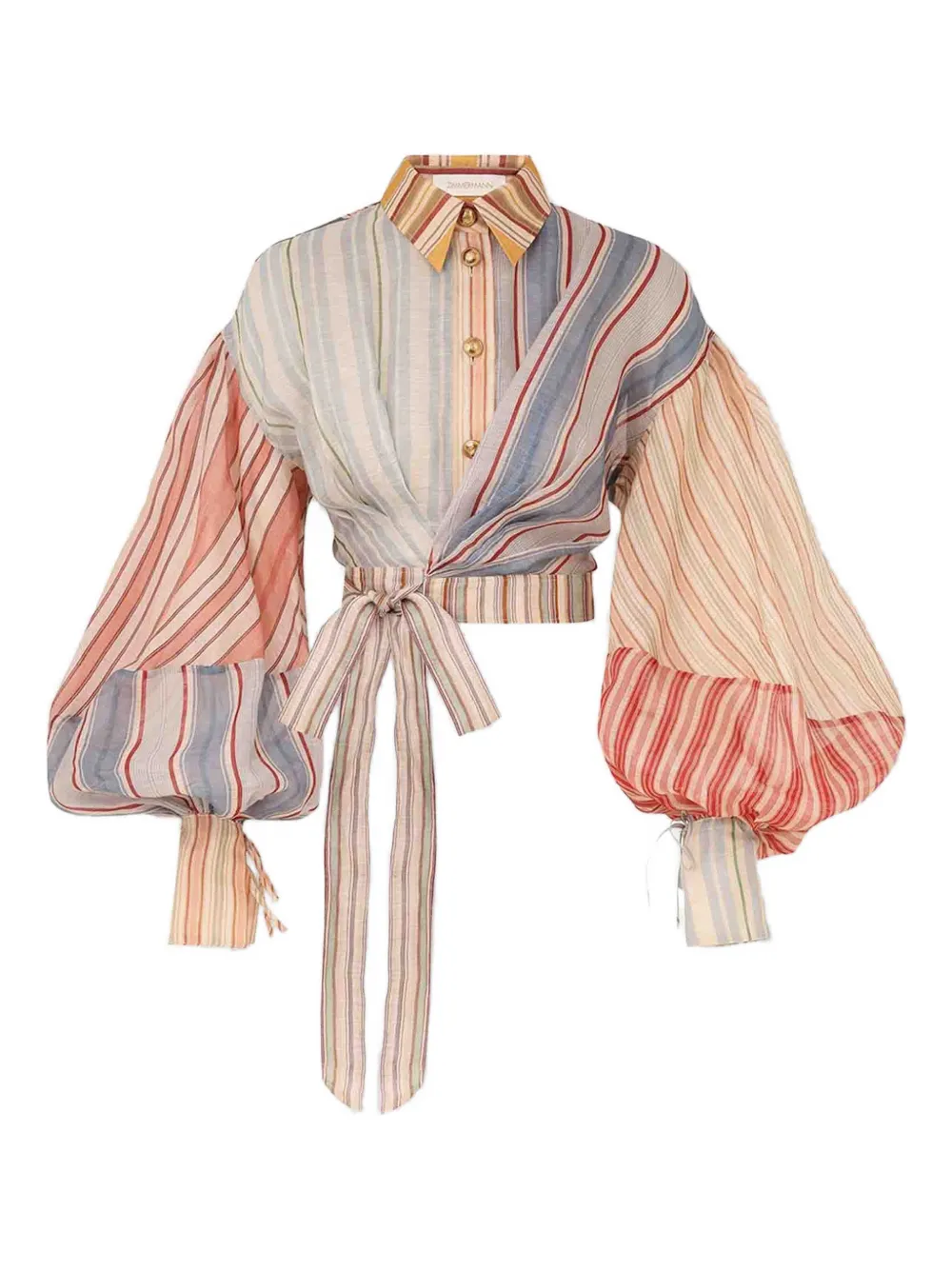 Zimmermann Rebellion Striped Blouse In Neutral