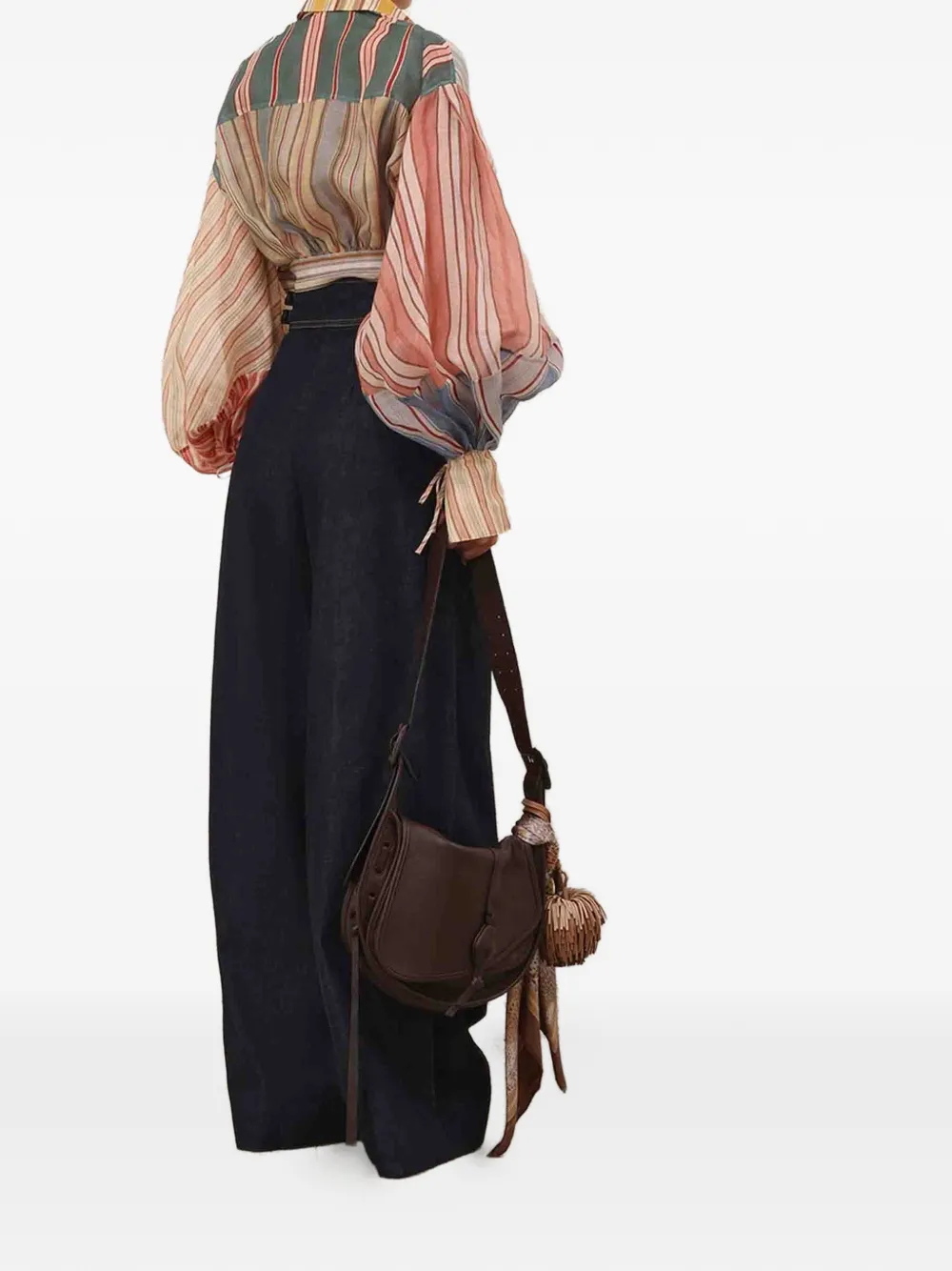 Zimmermann Rebellion Striped Blouse In Neutral