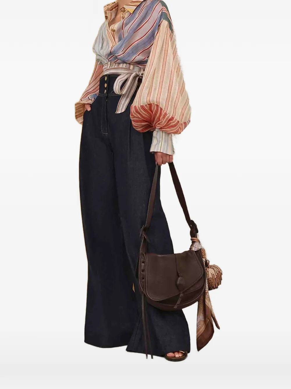 Zimmermann Rebellion Striped Blouse In Neutral