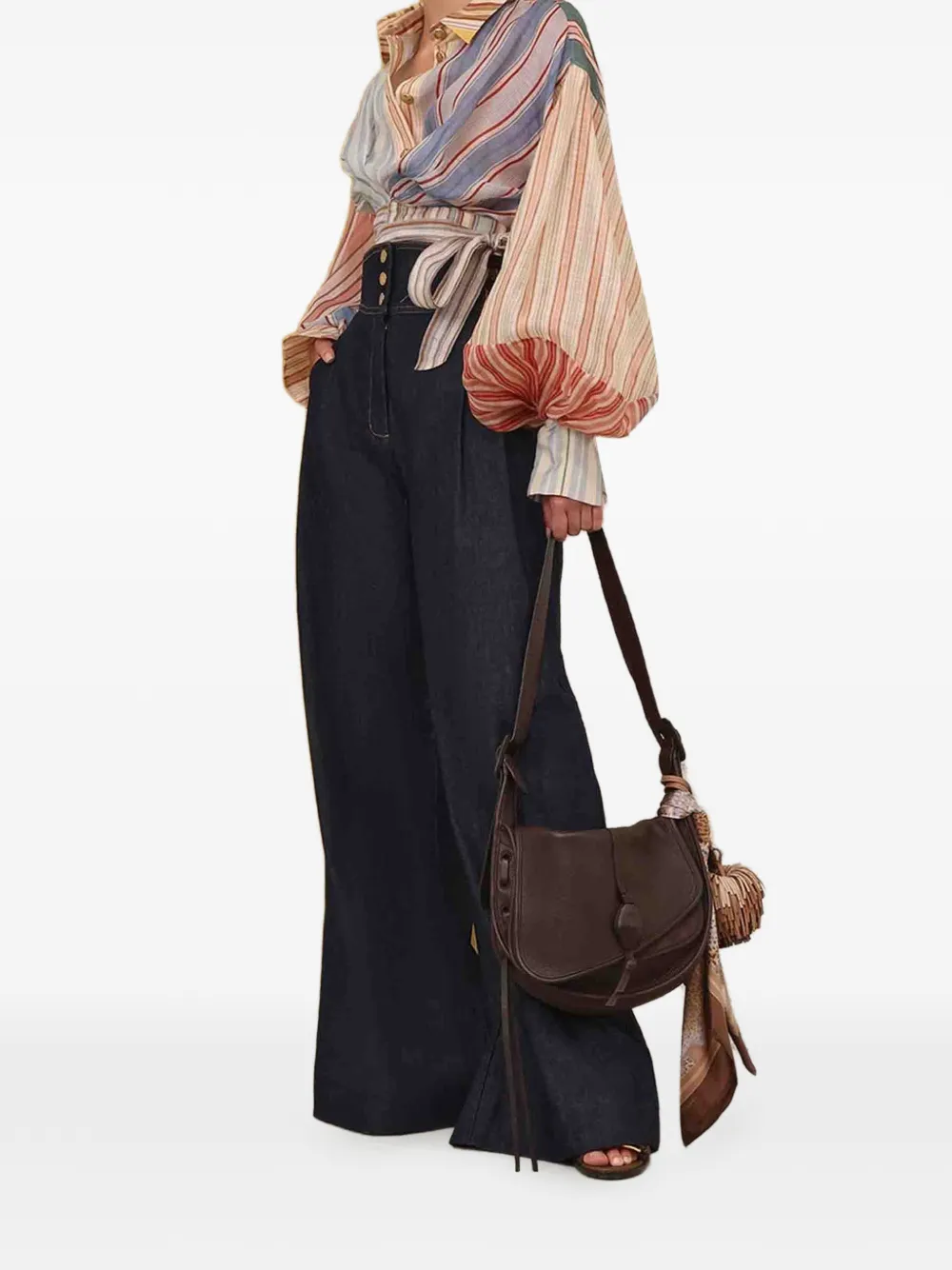 ZIMMERMANN Rebellion gestreepte blouse Beige