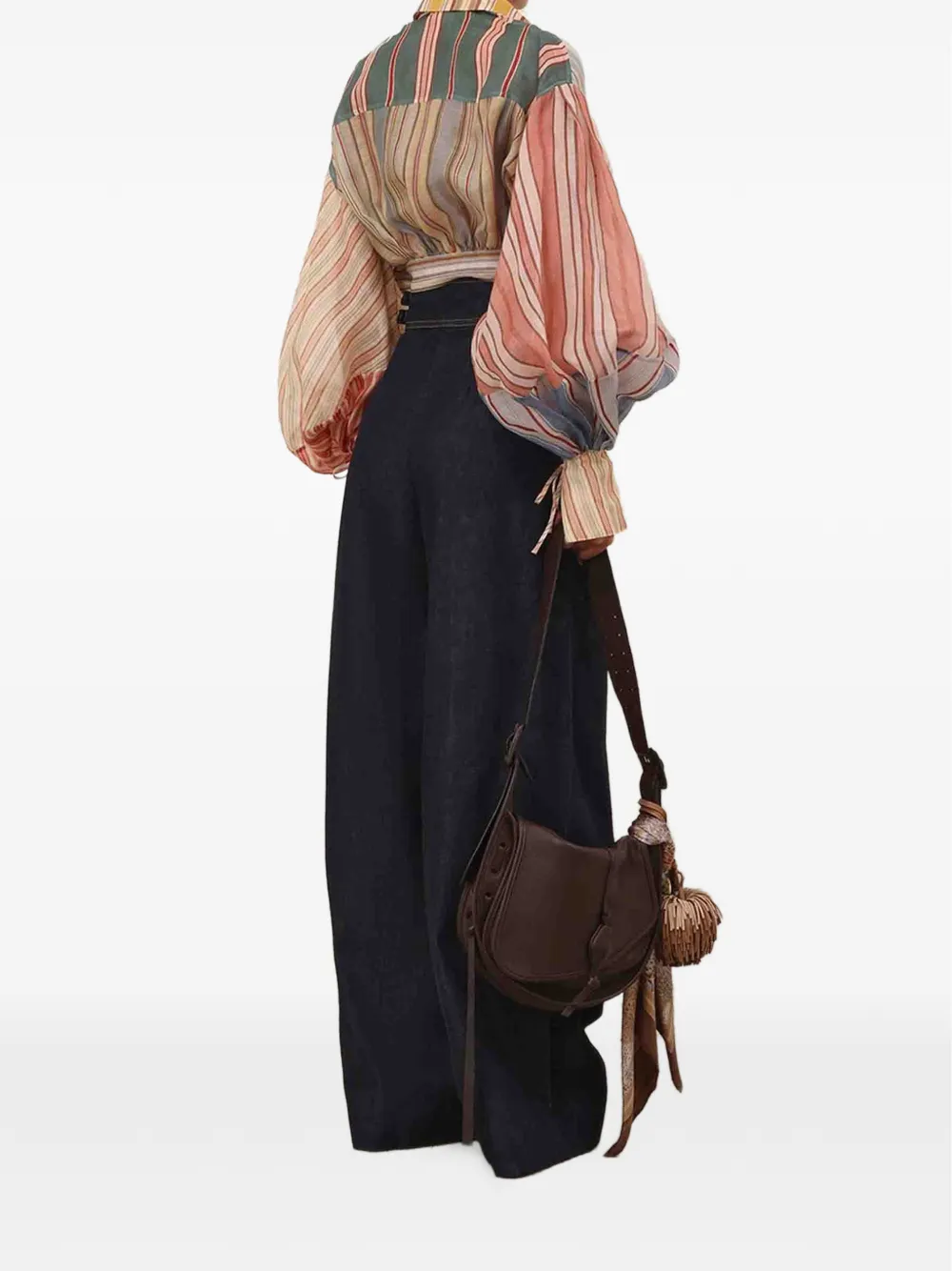 ZIMMERMANN Rebellion gestreepte blouse Beige