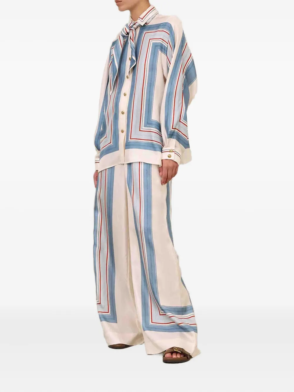 Zimmermann Geometric Printed Scarf Shirt In Multi