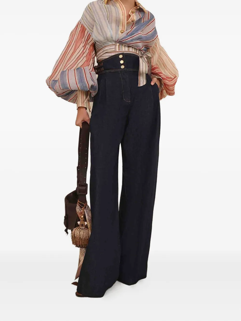 Zimmermann High-waist Rebellion Flared Jeans In Blue