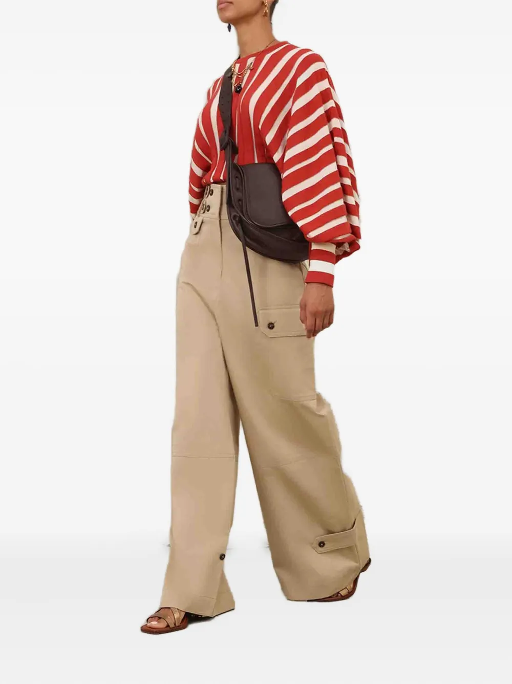 Zimmermann Striped Bow Rebellion Sweater In Red