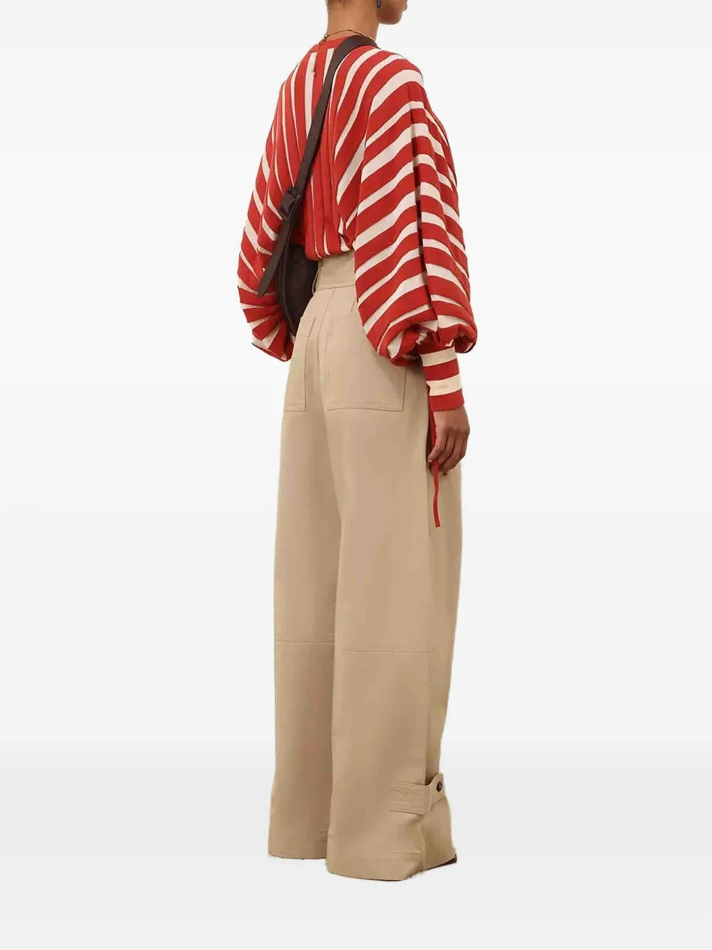 Zimmermann Striped Bow Rebellion Sweater In Red
