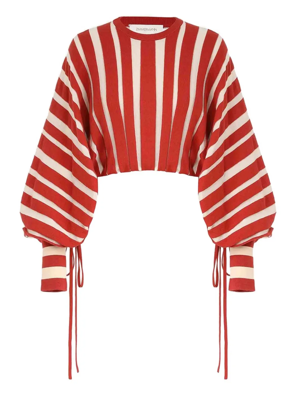 Zimmermann Striped Bow Rebellion Sweater In Red