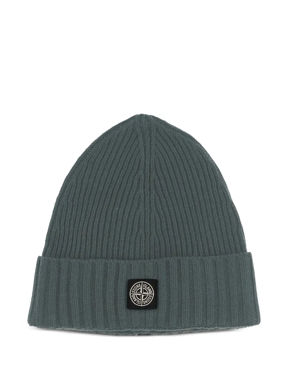 Stone Island Junior logo-patch ribbed beanie | Green | Image 1