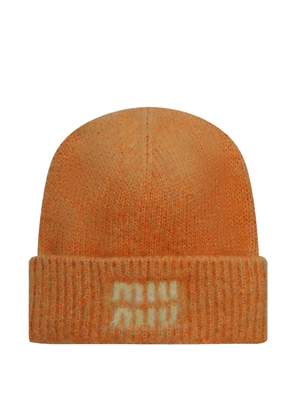 Miu Miu debossed-logo beanie hat | Orange | Image 1