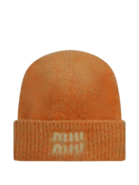 Miu Miu debossed-logo beanie hat