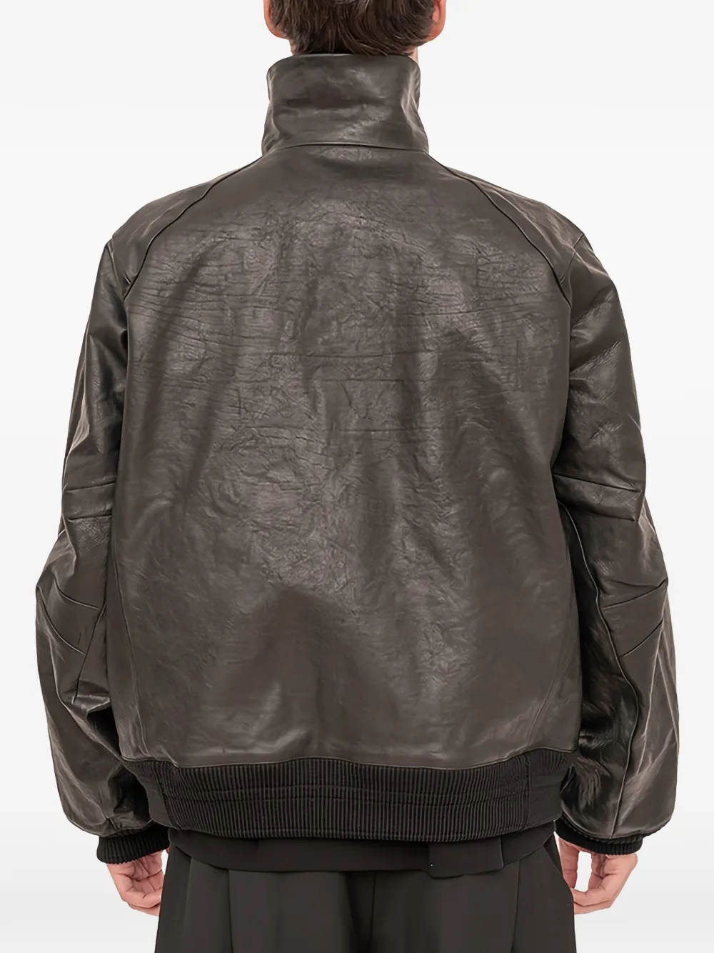 Devoa Zip-up Leather Jacket In Black
