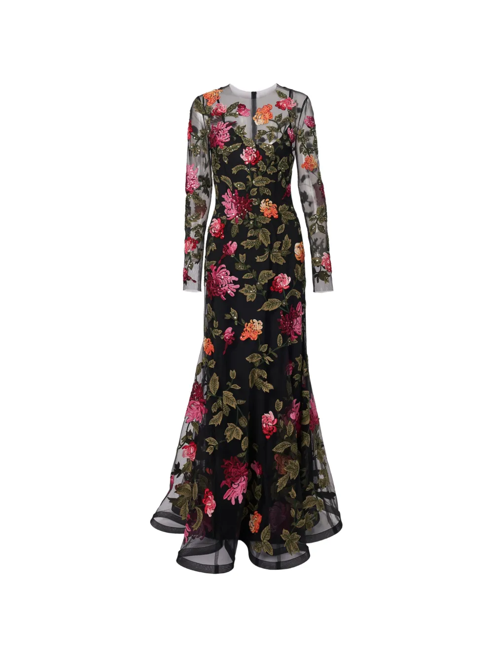 Carolina Herrera floral-embroidered maxi dress - Nero