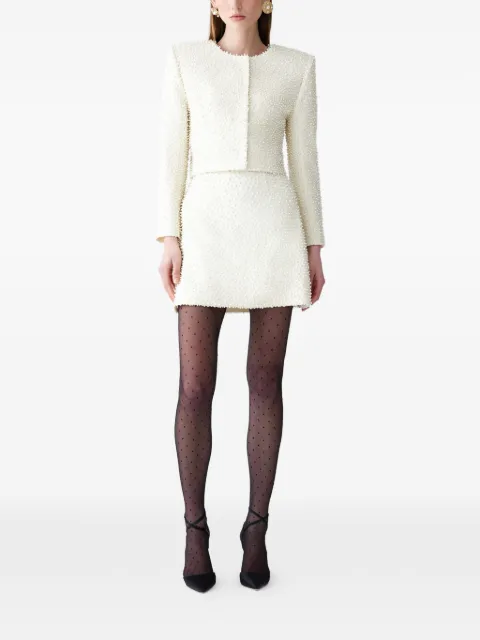 Carolina Herrera falda corta con perlas bordadas