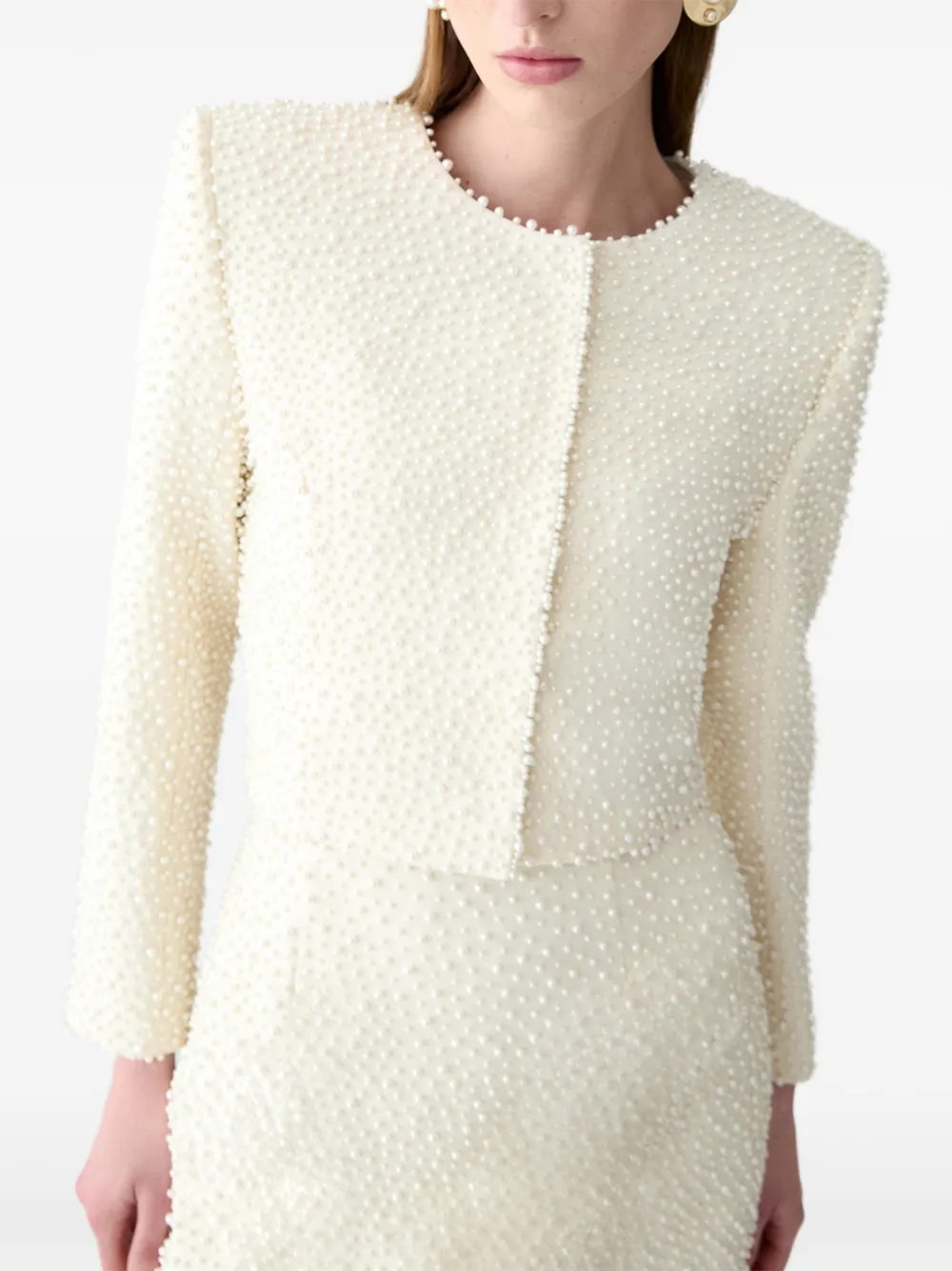 Carolina Herrera Mini-rok met geborduurde parel Beige