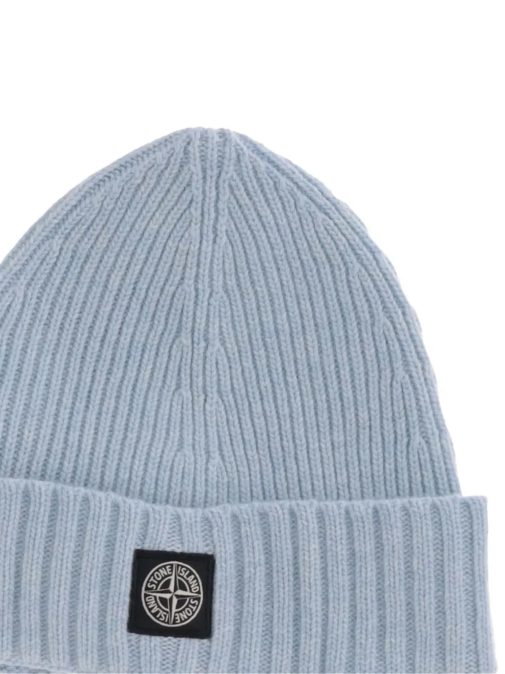 Stone Island Junior Geribbelde muts met logopatch Blauw