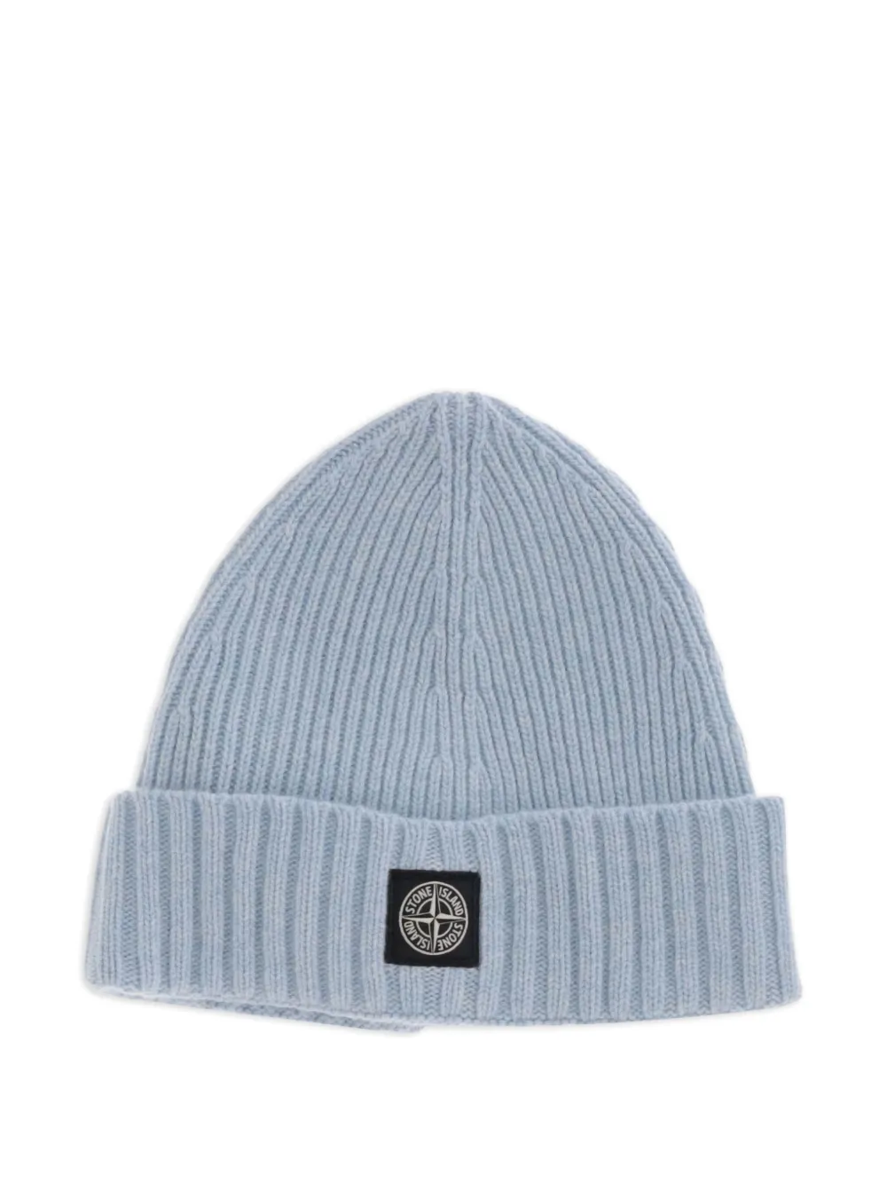 Stone Island Junior logo-patch ribbed beanie | Blue | Image 1