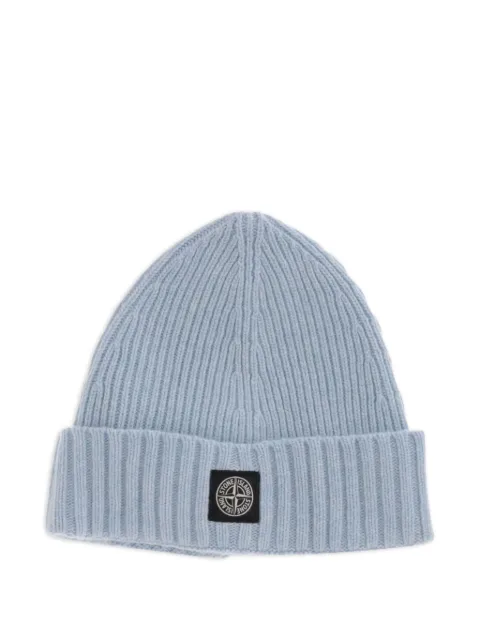 Stone Island Junior logo-patch ribbed beanie