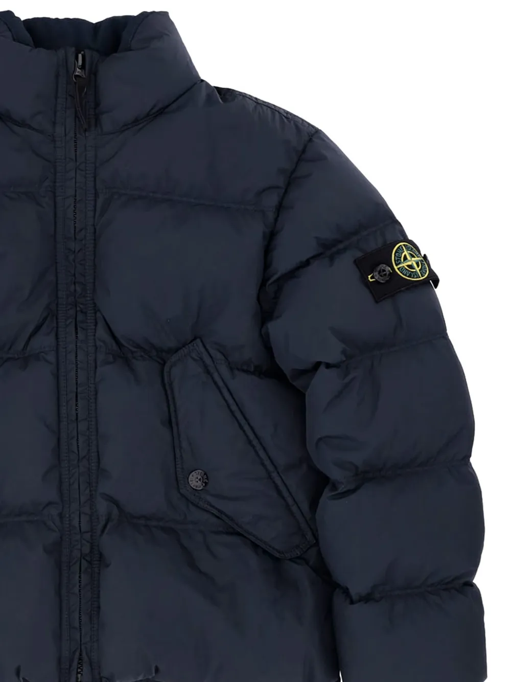 Stone Island Junior Gewatteerd jack met logopatch Blauw