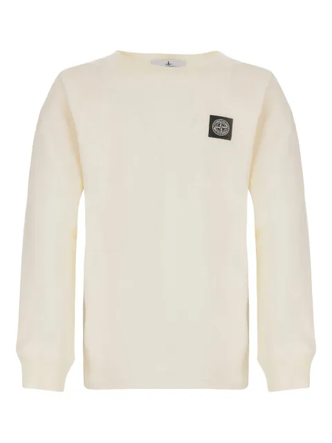 Stone Island Junior playera con cuello redondo y parche del logo