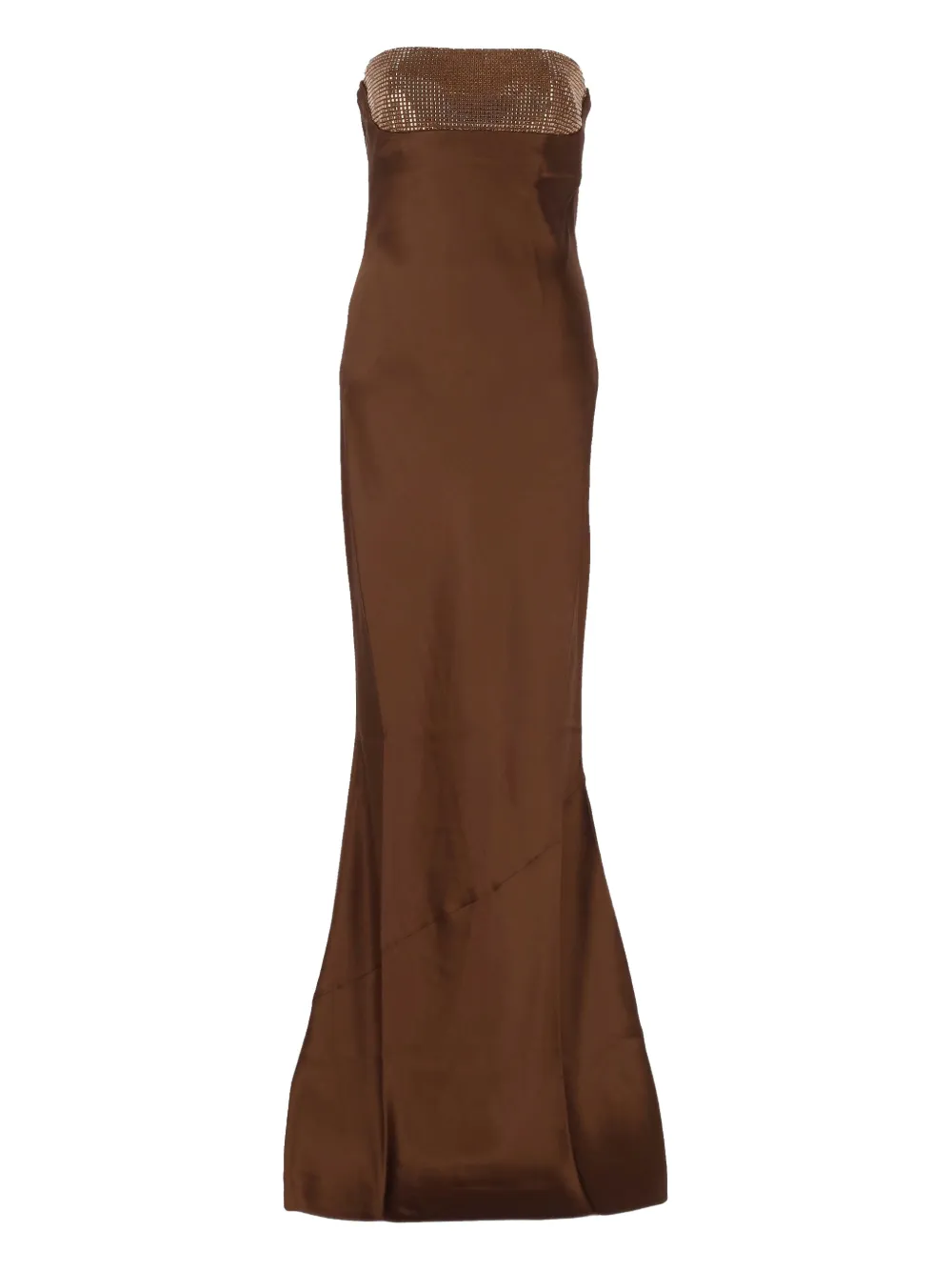 Retroféte Graziella Rhinestone-embellished Draped Maxi Dress In Brown