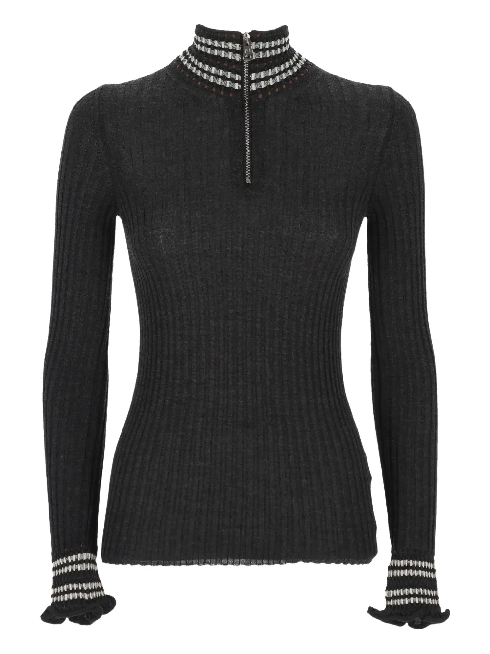 MRZ suéter de canalé con medio cierre | gris | Image 1