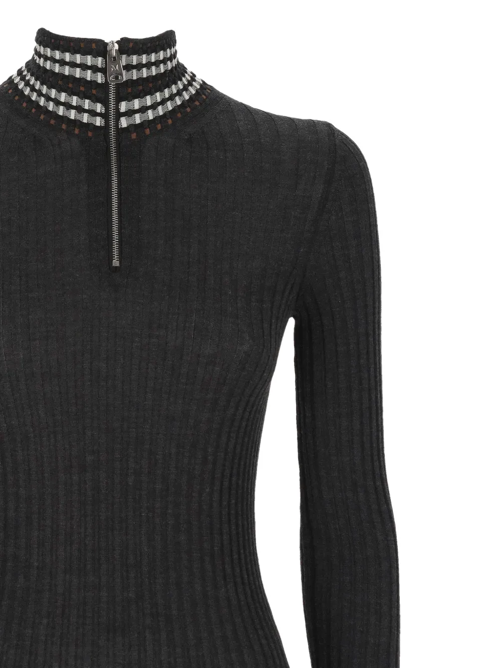 MRZ Geribbelde trui met halve rits Grijs