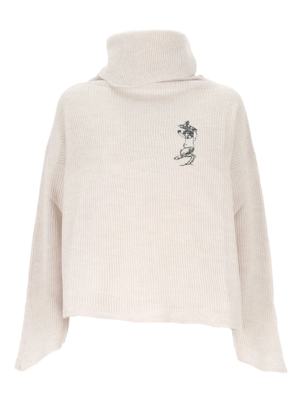 Vivienne Westwood Embroidered-detail Turtleneck Sweater In Neutral