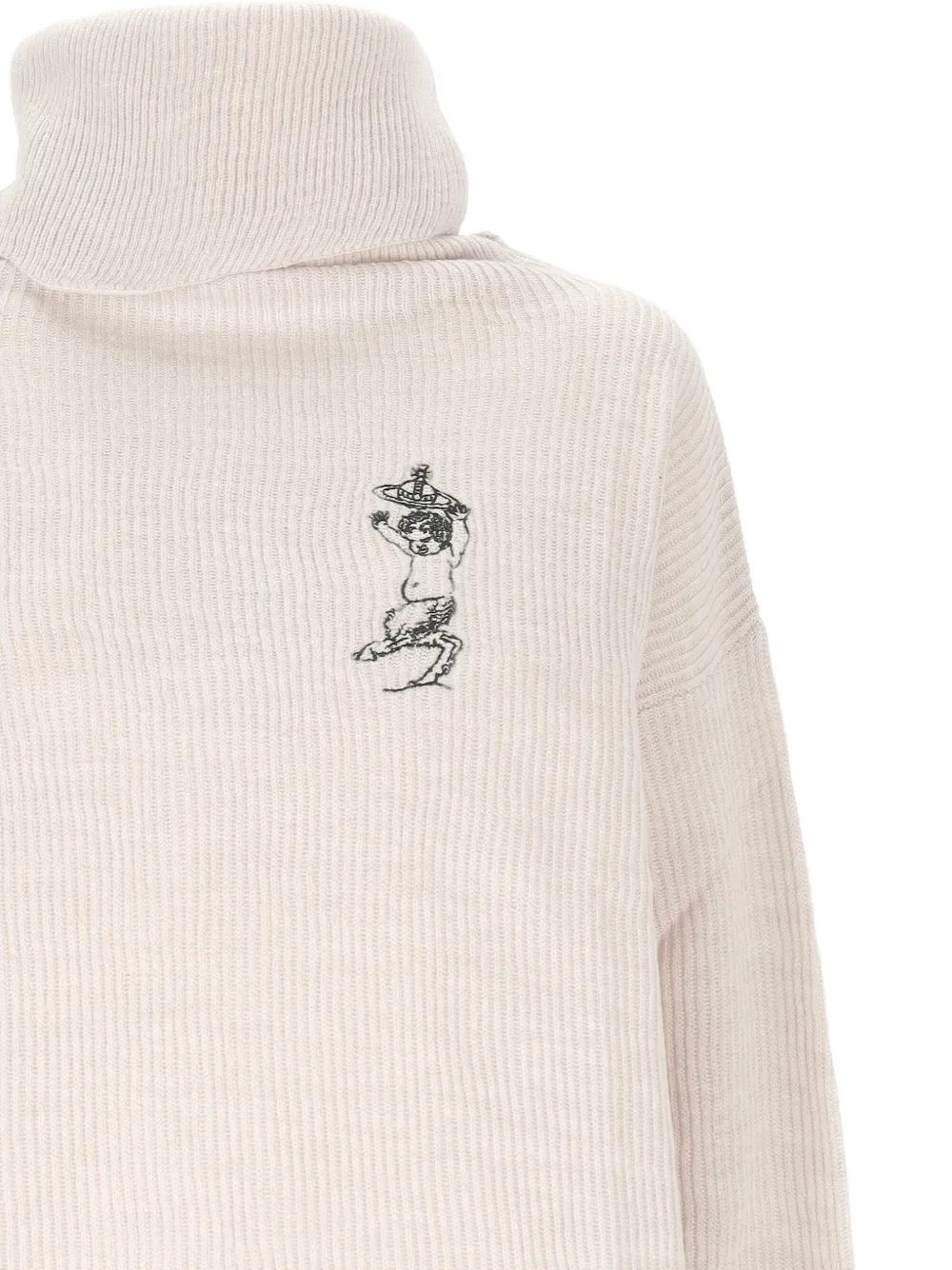 Vivienne Westwood Embroidered-detail Turtleneck Sweater In Neutral