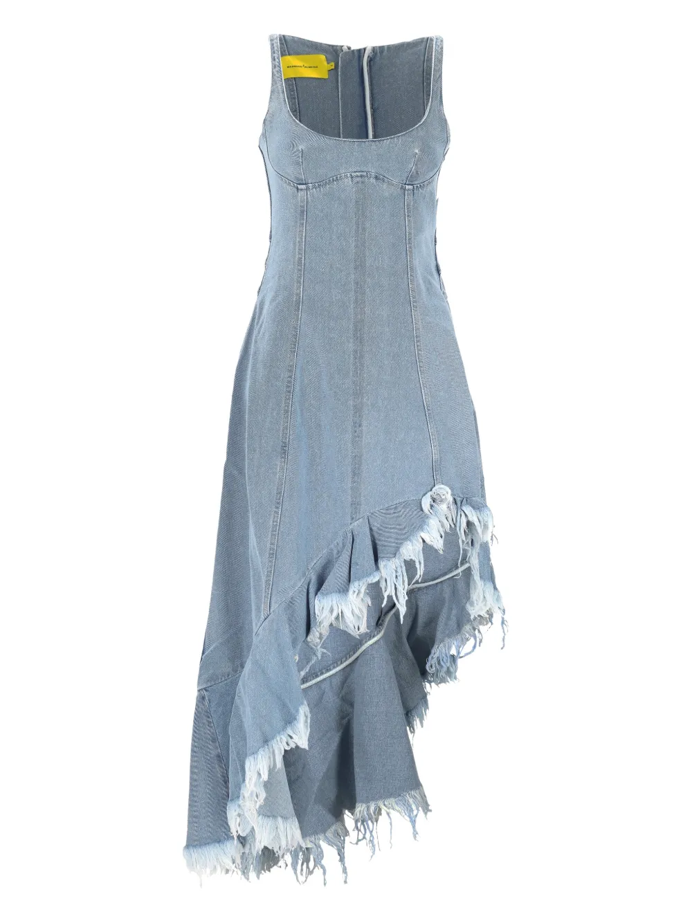 Marques' Almeida Frayed Ruffle Midi Dress In Blue