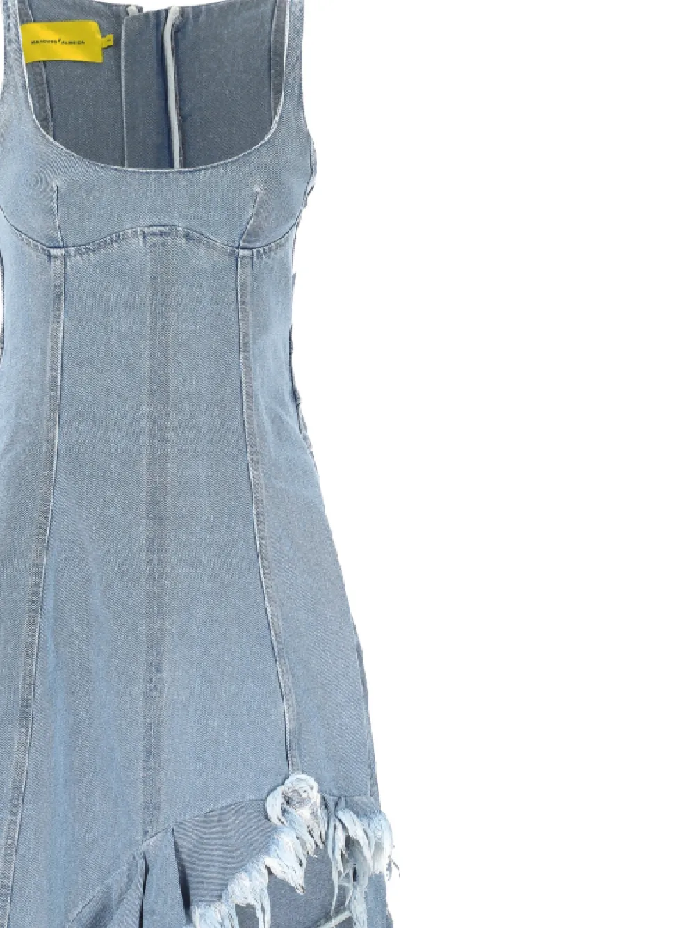 Marques' Almeida Frayed Ruffle Midi Dress In Blue