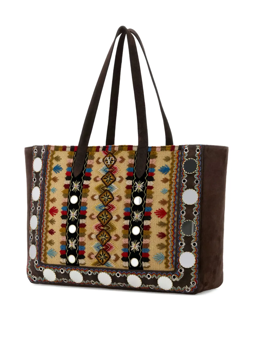 Valentino Garavani Nellcôte shopper met borduurwerk Bruin