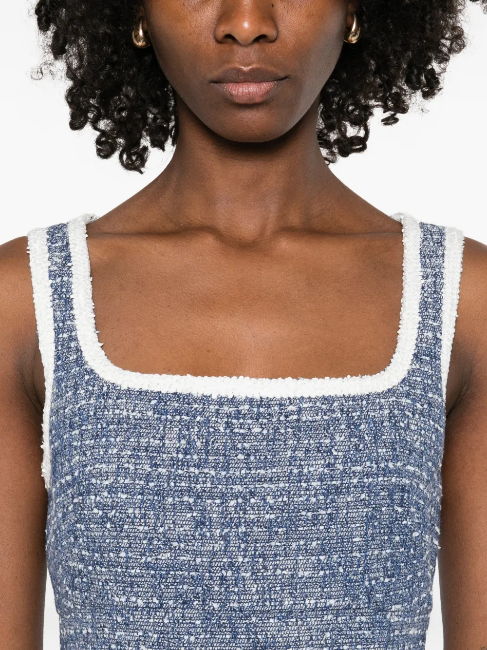 Maje Tweed mini-jurk met vierkante hals Blauw