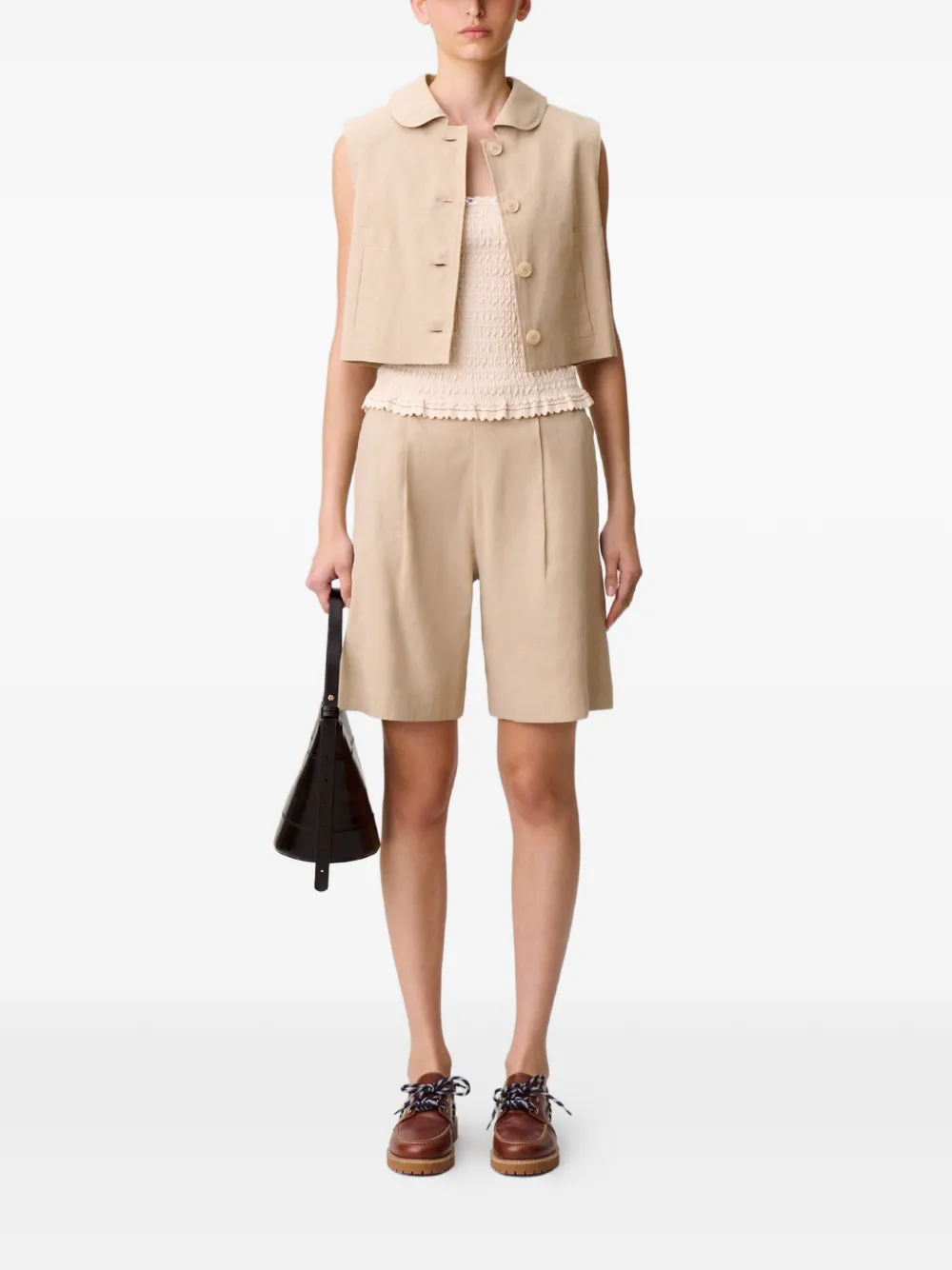 Claudie Pierlot Bodywarmer met kraag en knopen Beige