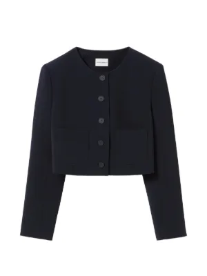 Claudie Pierlot コーデュロイカラー クロップドジャケット | ブルー