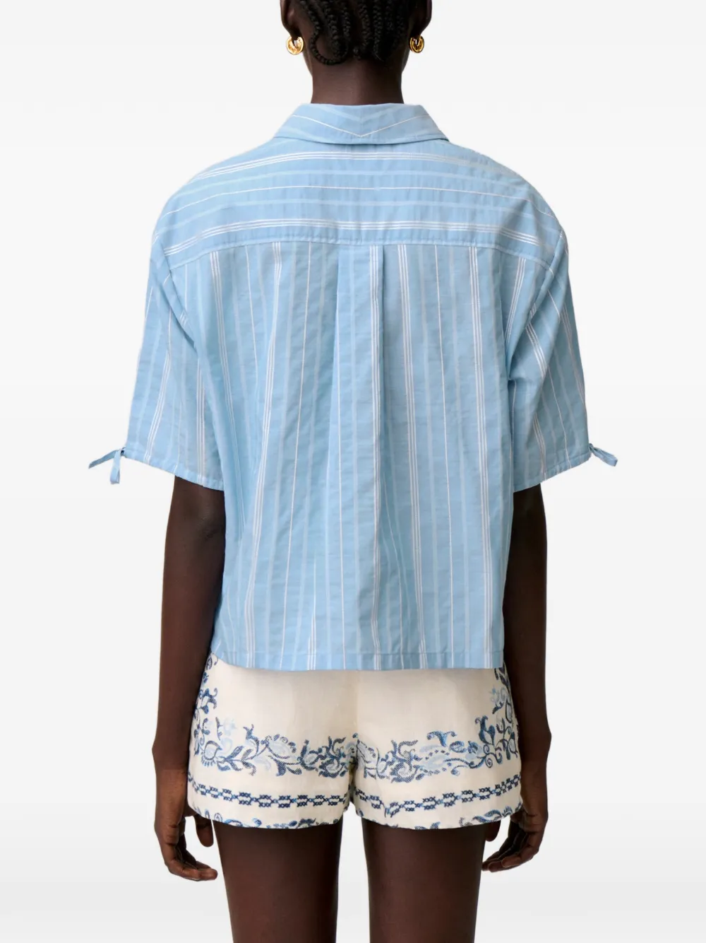 Claudie Pierlot Gestreepte blouse met gestrikte manchetten Blauw