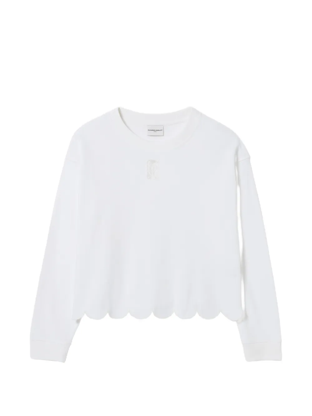 Claudie Pierlot scalloped-hem waffle-knit sweatshirt - Bianco