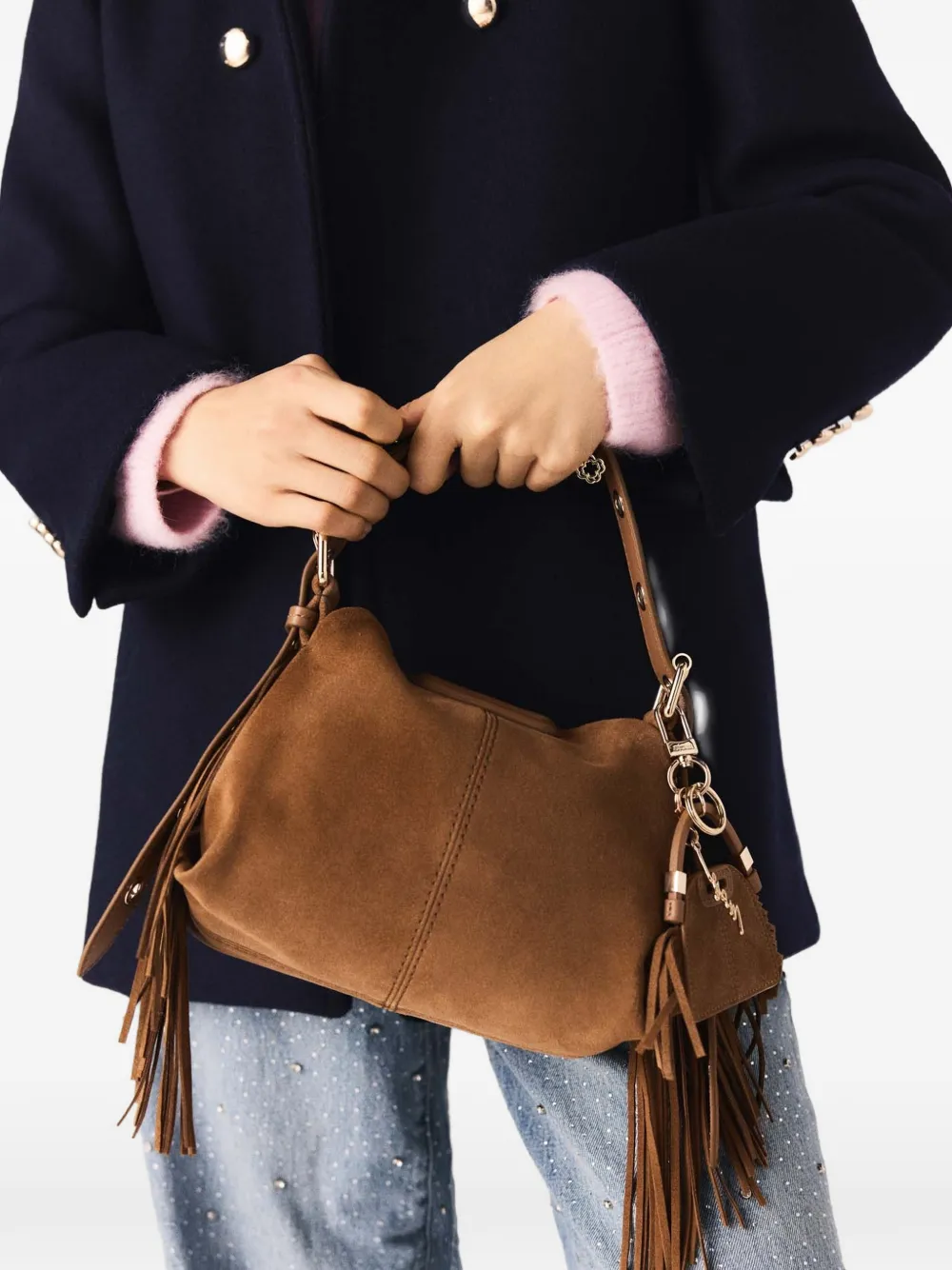 Maje Miss M suède mini-tas Bruin