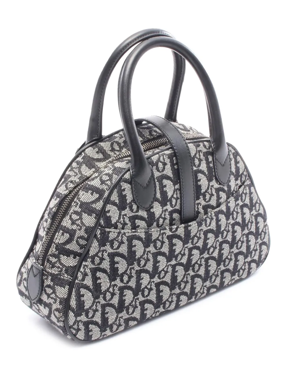 Pre-owned Dior 2010-2025 Issimo Trotter Canvas Double Saddle Bowler Bag Handbag In Black