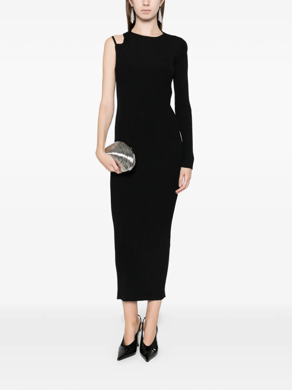 David Koma cut-out midi dress - Zwart