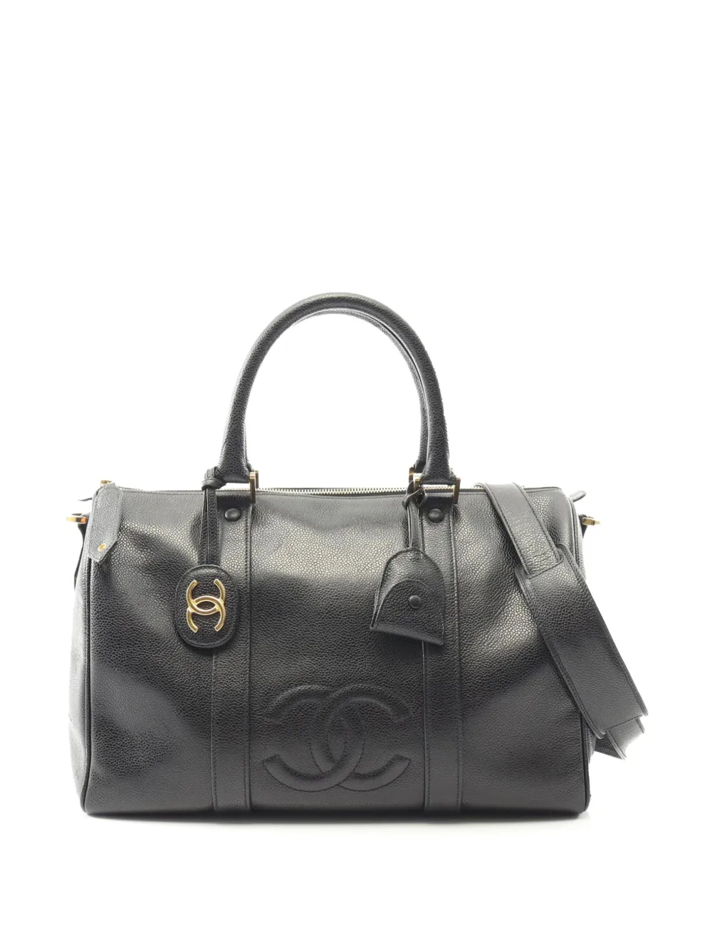 CHANEL Pre-Owned 1991-1994 CC Caviar boston bag - ブラック CHANEL Pre-Owned 1991-1994 CC Caviar boston bag - ブラック