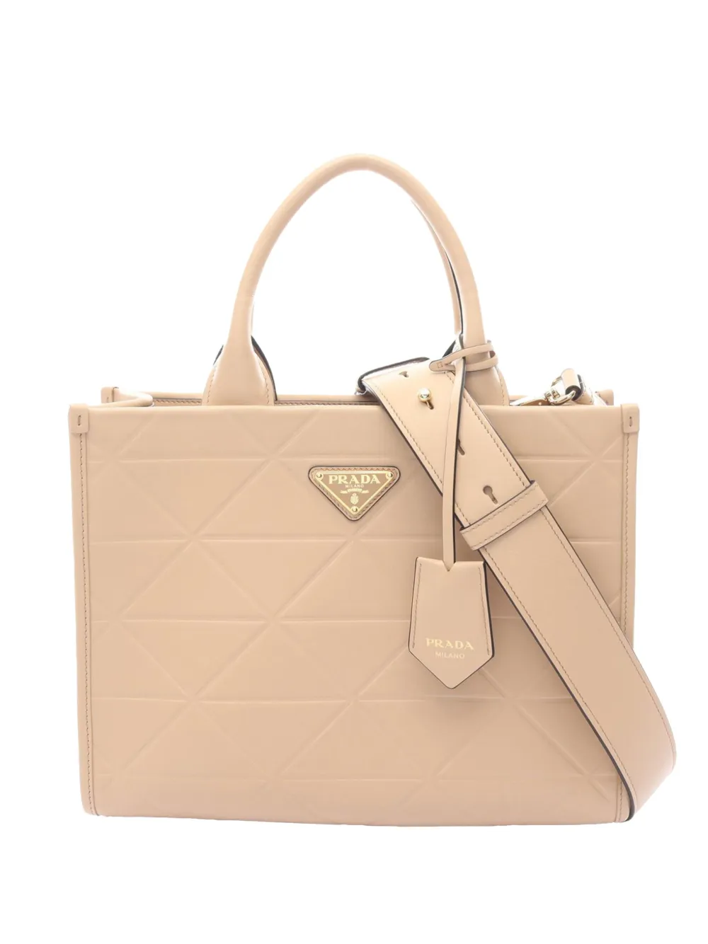 PRADA Pre-owned 2010-2025 Small Soft Calf Symbole Satchel In Brown