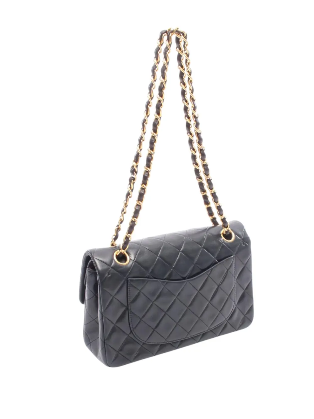 CHANEL Pre-owned 1994-1996 Small Classic Lambskin Double Flap Shoulder Bag In Black