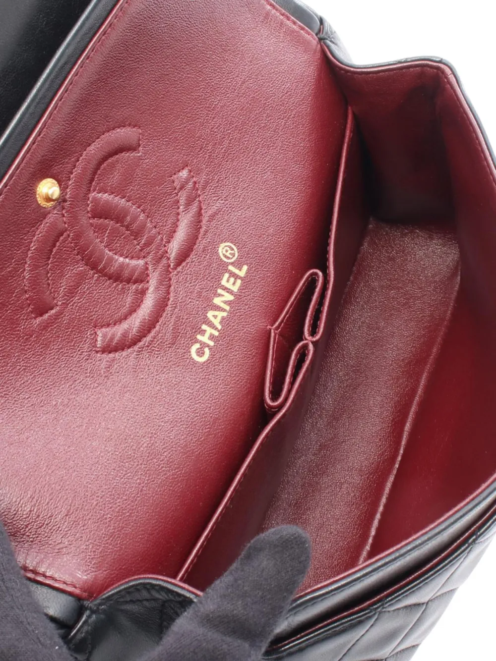 CHANEL Pre-owned 1994-1996 Small Classic Lambskin Double Flap Shoulder Bag In Black