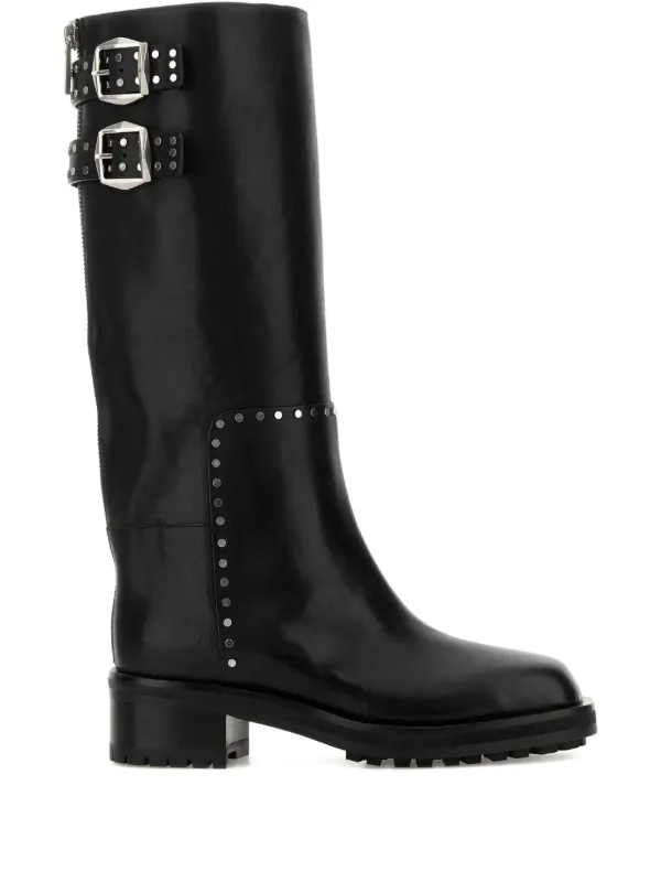 Jimmy Choo Brooklyn KB バックルスタッズブーツ 50mm | ブラック