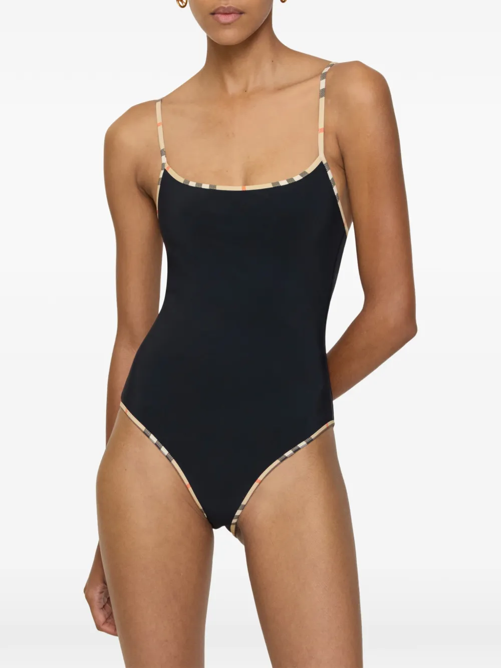  Burberry Check-trim One Piece - Black 