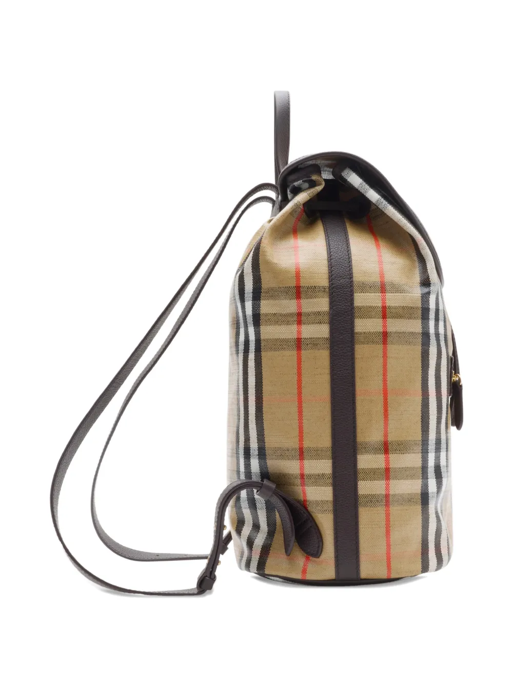 Burberry Highlands checked leather-trim backpack Beige