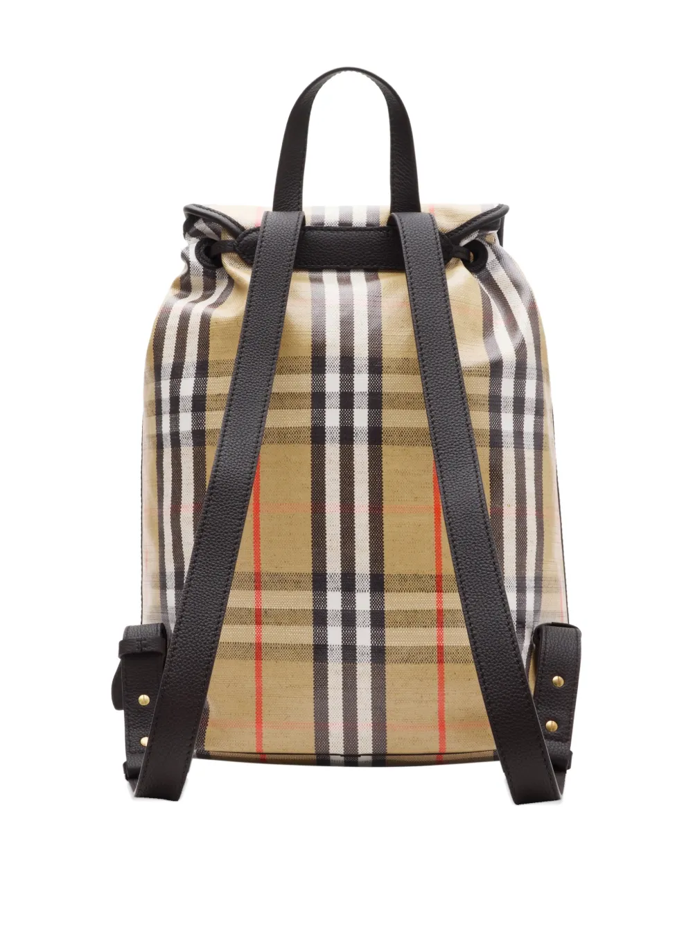 Burberry Highlands checked leather-trim backpack Beige