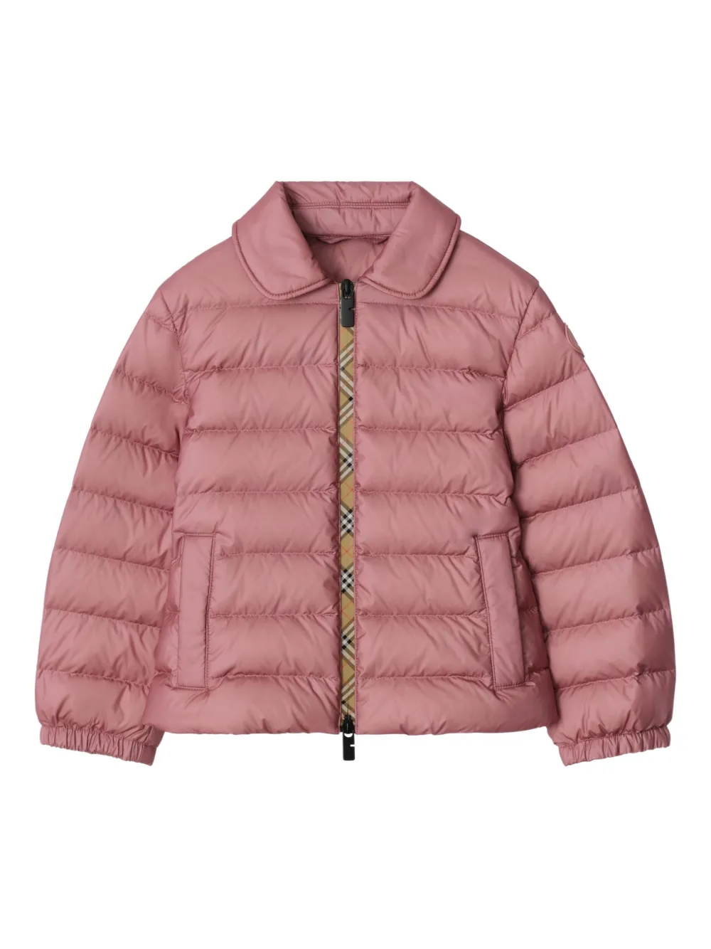 Burberry Kids checker-tape puffer jacket - Pink