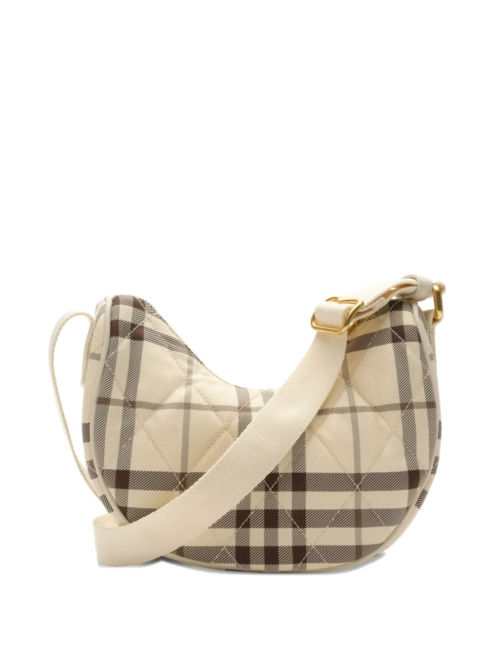 Burberry Horseshoe Quilted Checked Cross Body Bag In Neutral