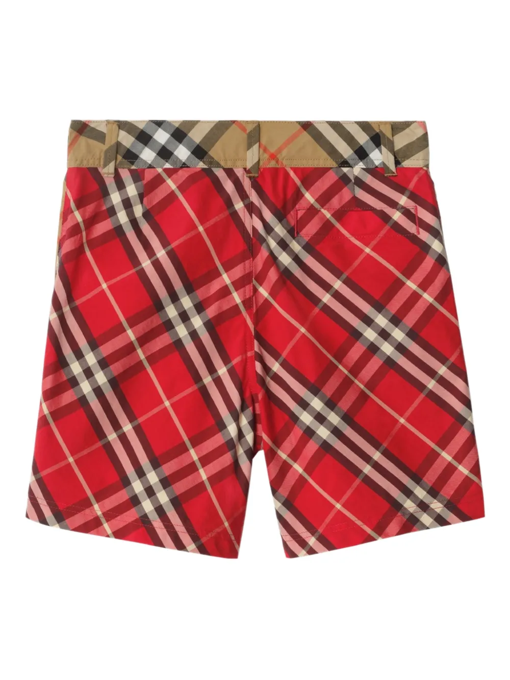Burberry Checked Cotton Shorts In Red
